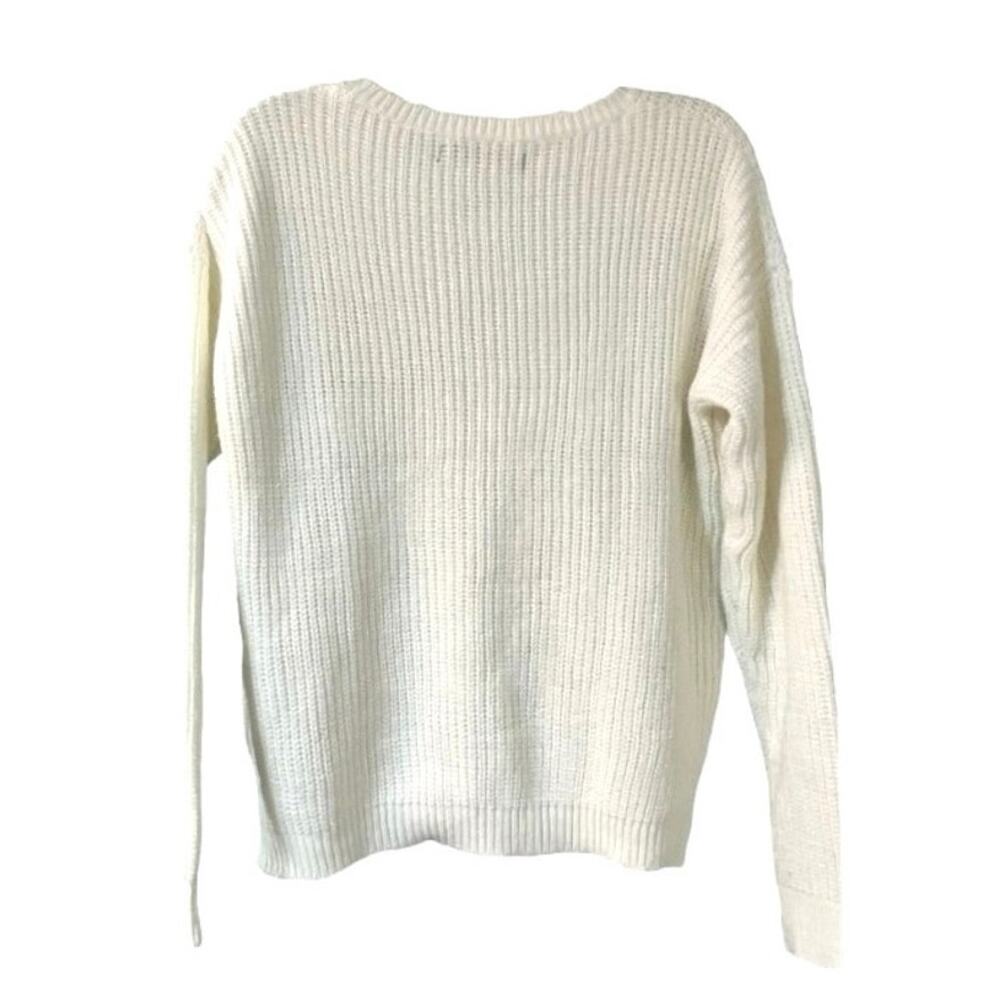 FB Sister Women's White "Let it Snow" Winter Knit Long Sleeve Sweater | SZ L - Picture 2 of 8
